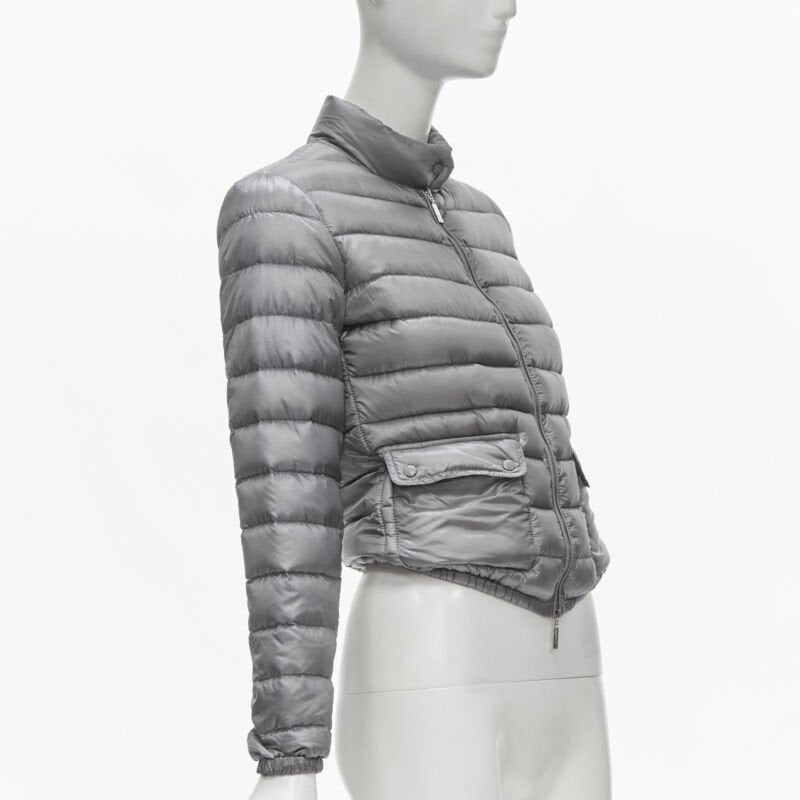 MONCLER Lans Giubbotto grey down feather padded puffer jacket US0 XS