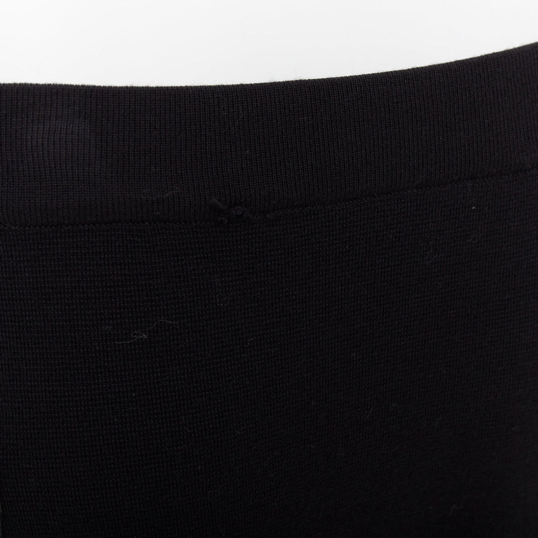 MAX MARA black leather patch pocket drape front mid waist midi skirt