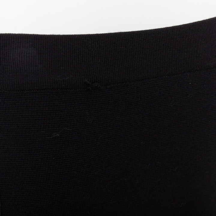 MAX MARA black leather patch pocket drape front mid waist midi skirt