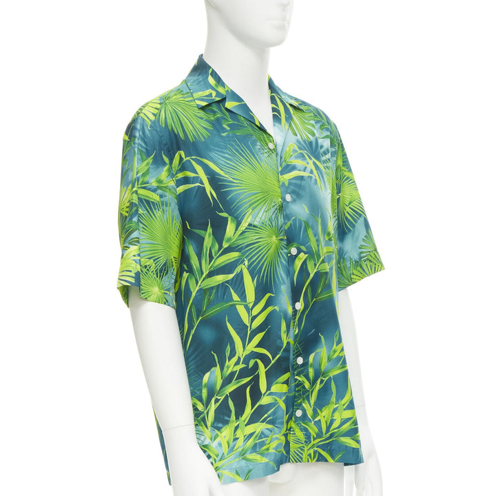 VERSACE 2020 Iconic JLo Jungle print green tropical print shirt EU38 S