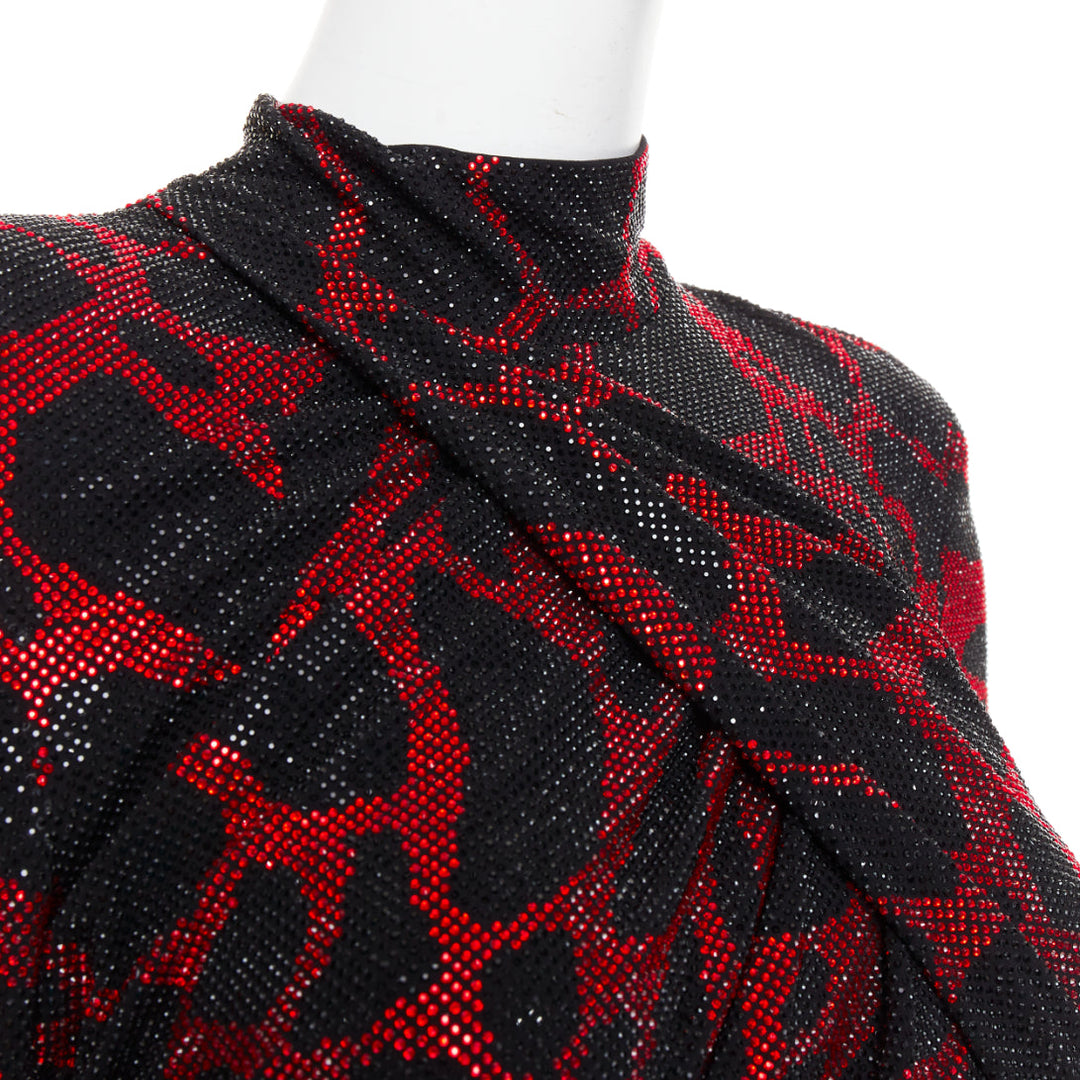 ALEXANDRE VAUTHIER red black Giraffe crystal strass encrusted jersey mini dress