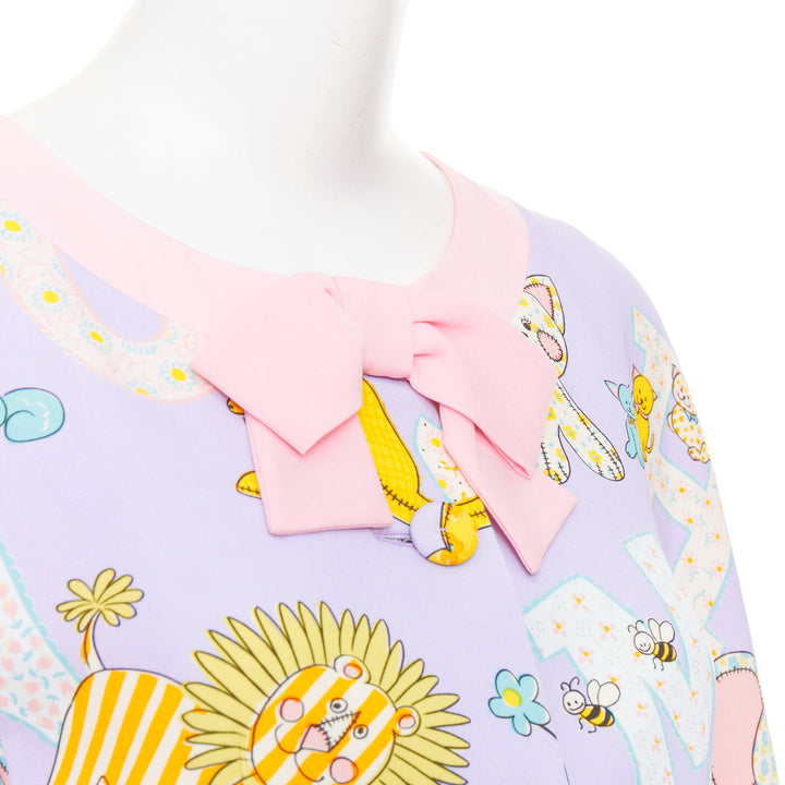 MOSCHINO COUTURE! 2022 Runway Calico Animals purple pink bow crop jacket IT40 S