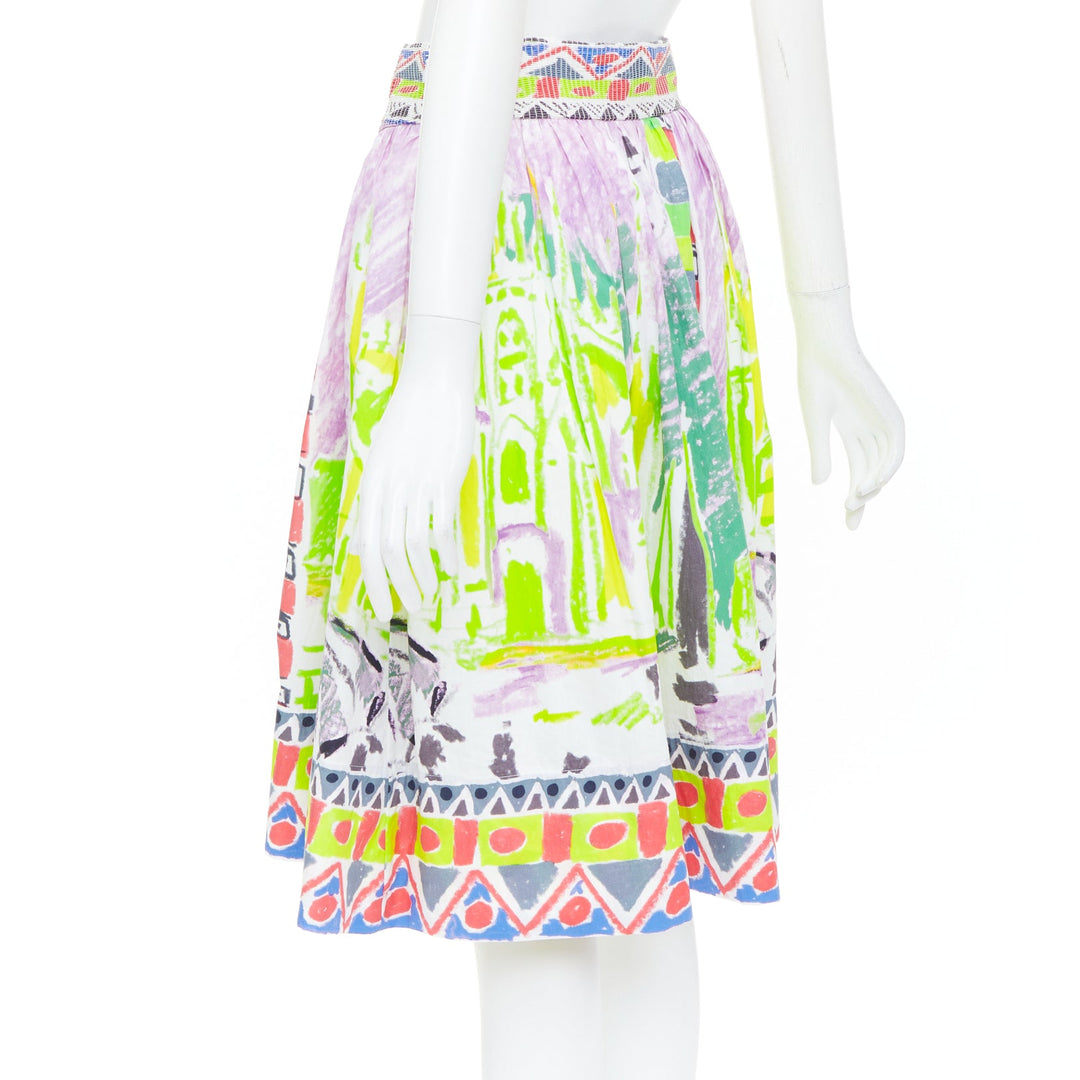 PRADA 2018 Runway Lisbon postcard print abstract geometric wrap skirt IT36 S