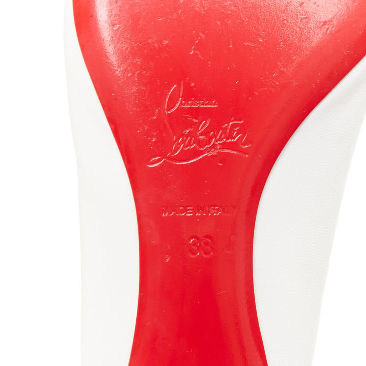 CHRISTIAN LOUBOUTIN Ballalla white leather point toe ballerina flats EU38