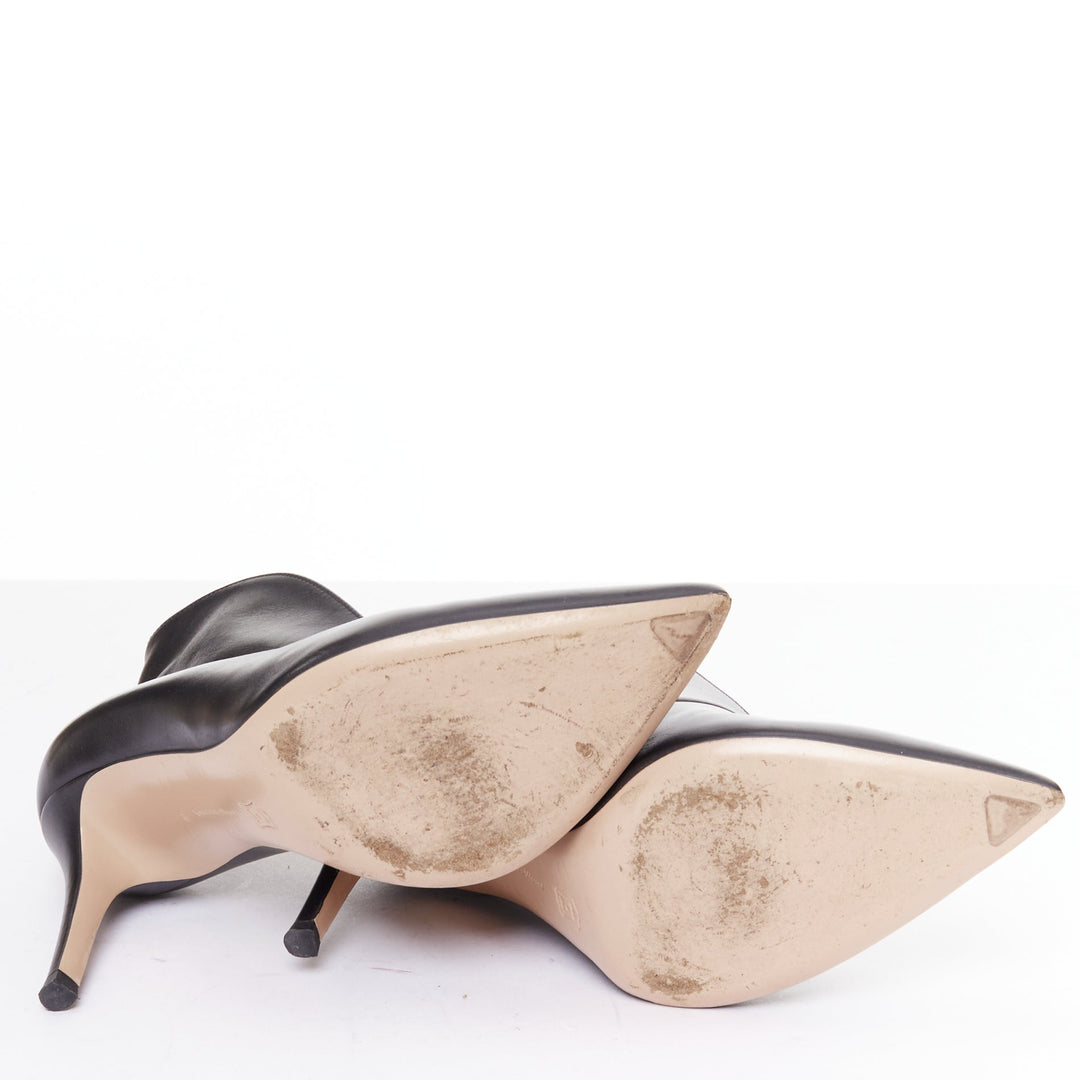 GIANVITO ROSSI Vania 85 black leather slit vamp heeled pumps EU36