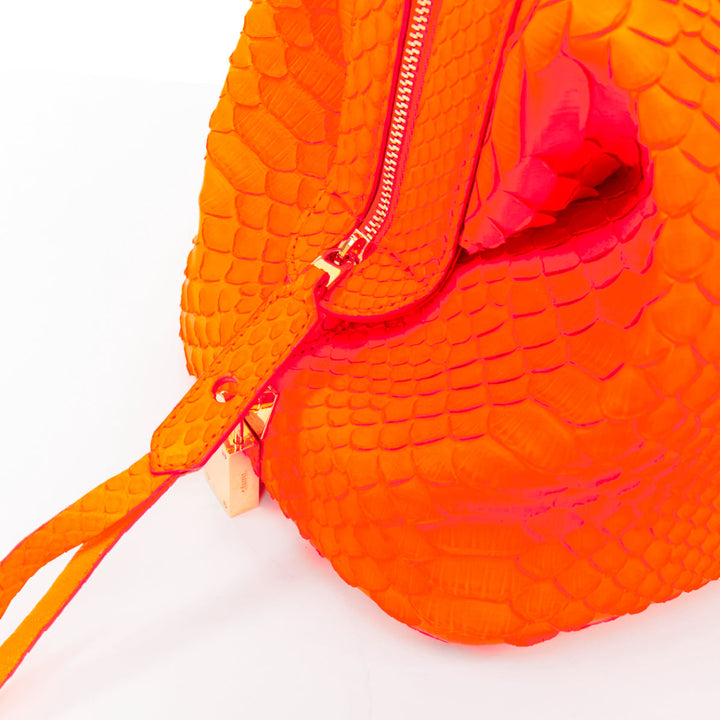CELINE 2011 Runway Phoebe Philo I Need A Doctor neon orange matte python bag