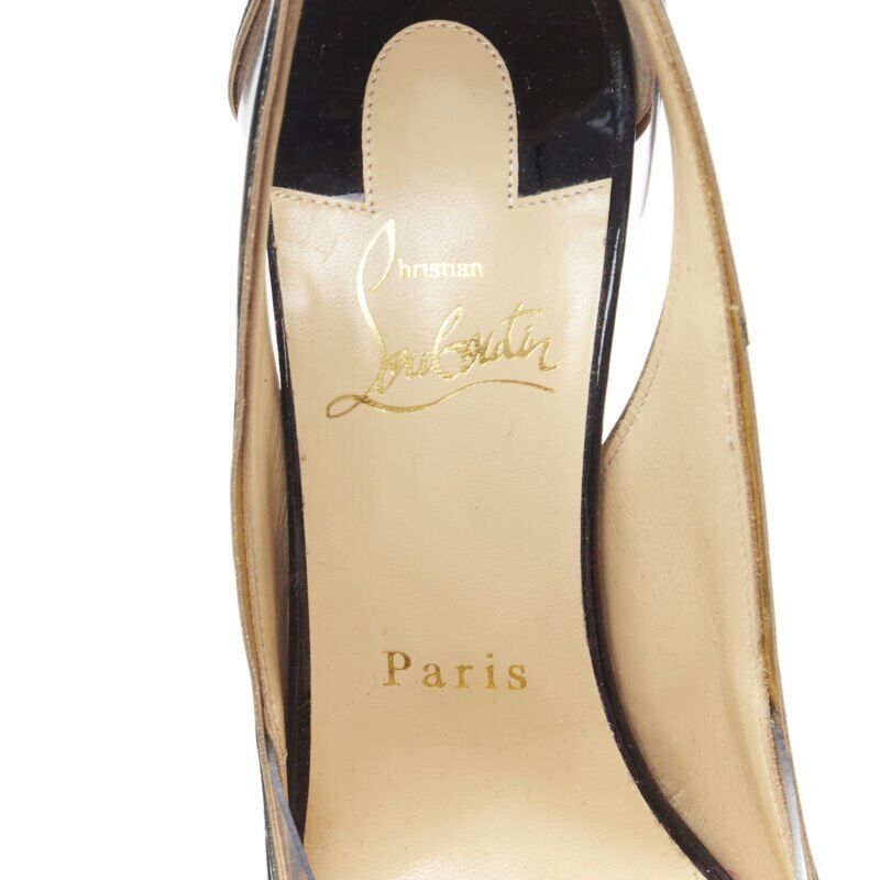 CHRISTIAN LOUBOUTIN Cosmo 554 black patent gold PVC trimmed pigalle EU37.5