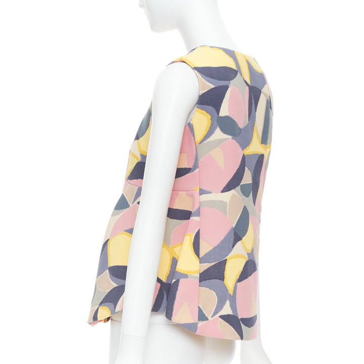 MARNI pastel multicolor abstract print asymmetric peplum top IT38 XS