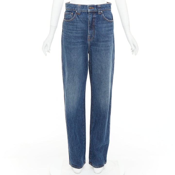 KHAITE Albi dark blue washed high waist tapered relaxed jeans 30"