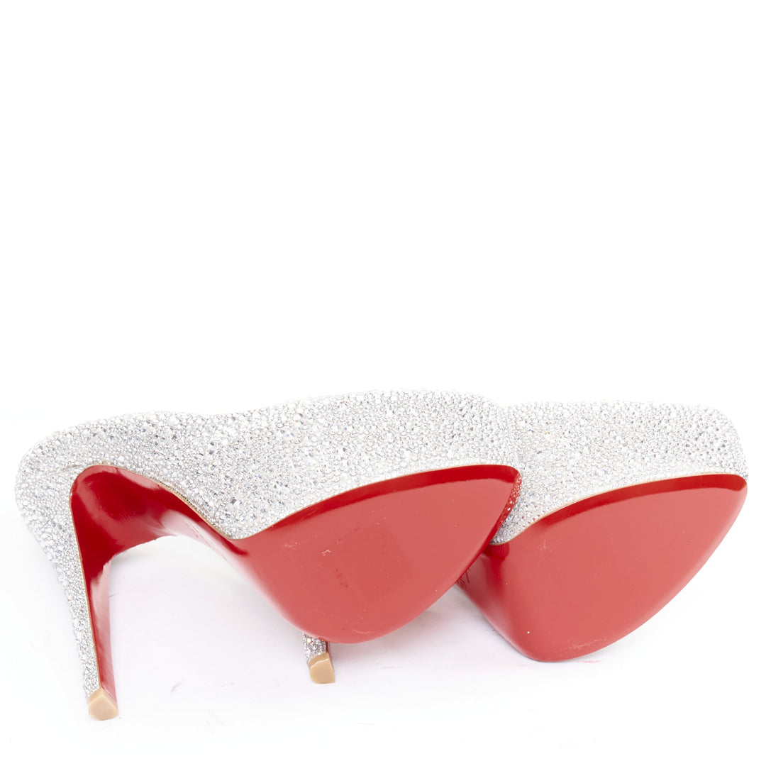 CHRISTIAN LOUBOUTIN Daffodile Strass 160 silver crystal platform pumps EU37.5
