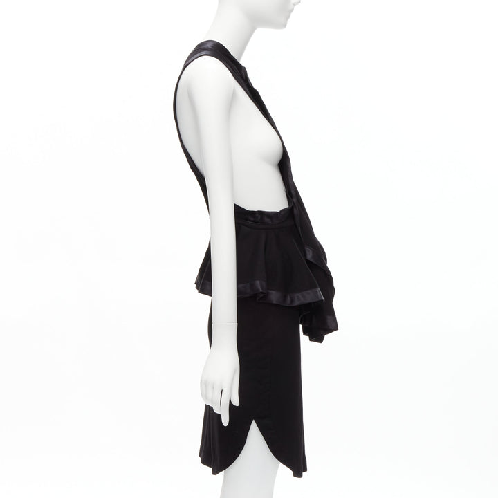 GIVENCHY RICCARDO TISCI Runway black satin jersey ruffle peplum racer dress