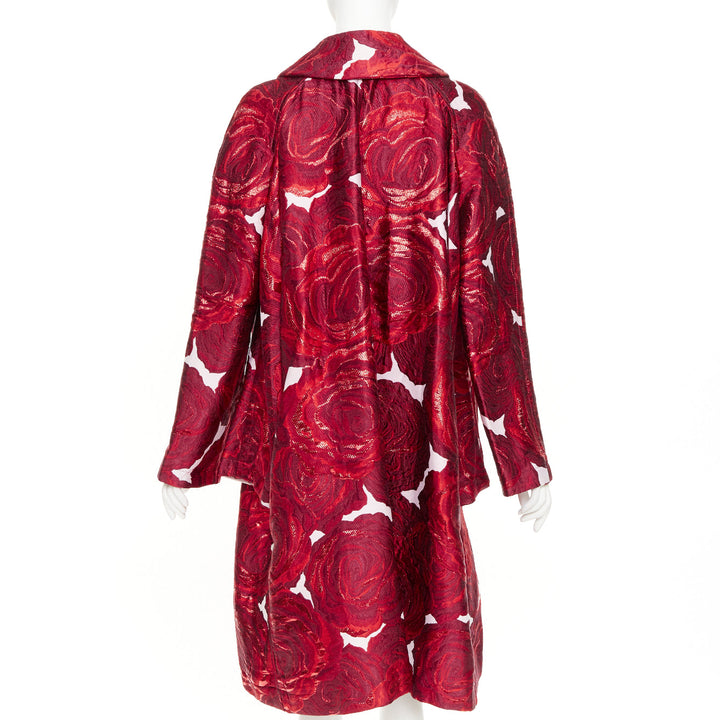 COMME DES GARCONS 2020 Orlando double sleeve red rose jacquard brocade coat S