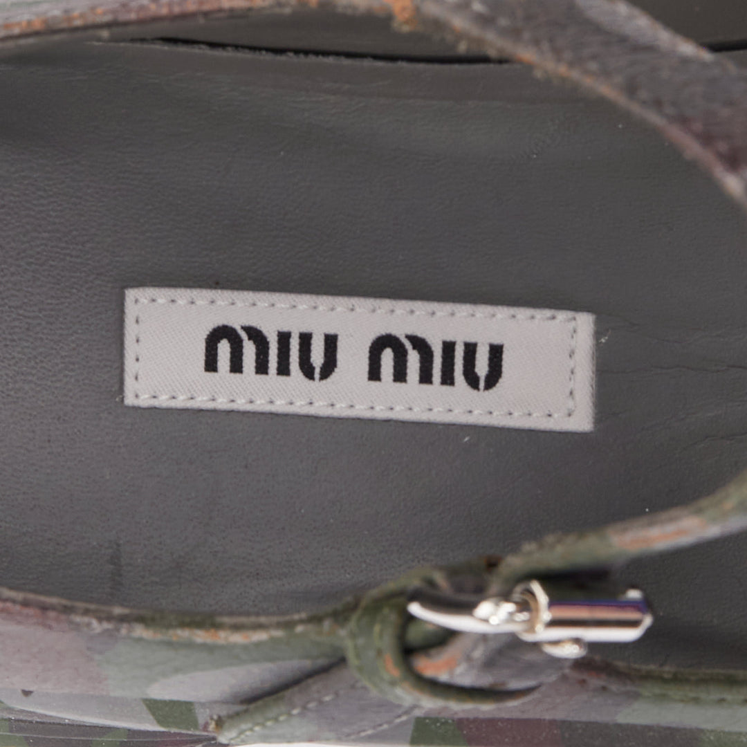 MIU MIU 2019 Runway Camo Chunky grey green double strap mary janes sneaker EU37