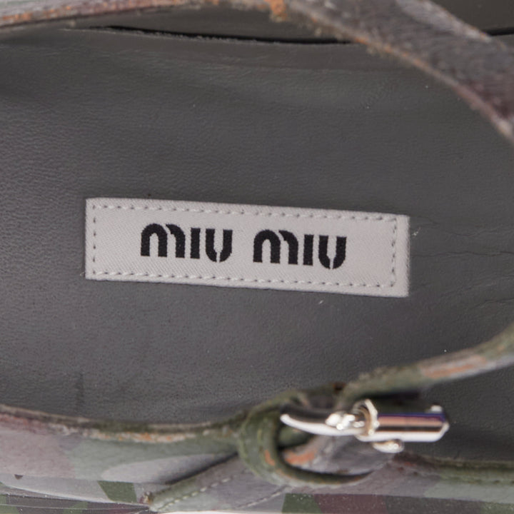 MIU MIU 2019 Runway Camo Chunky grey green double strap mary janes sneaker EU37