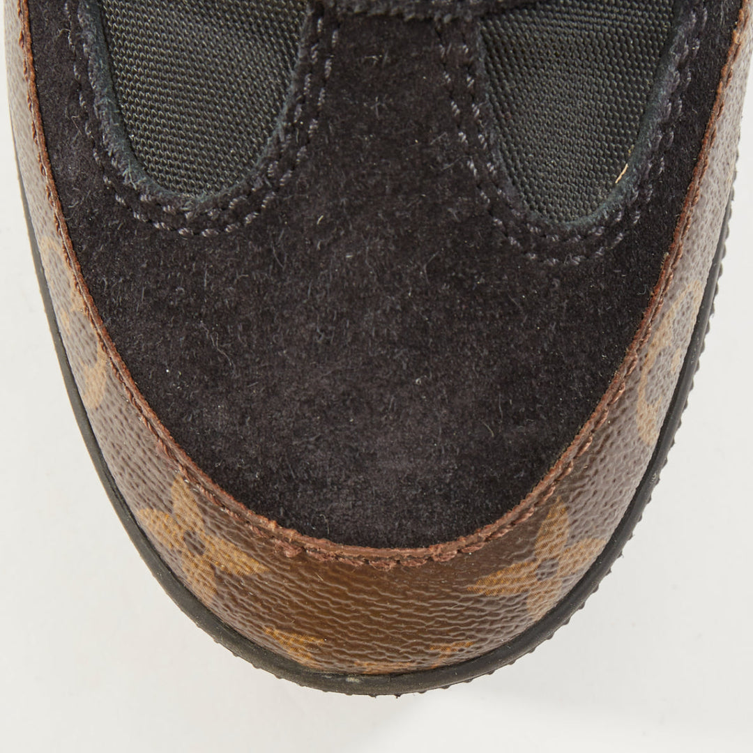 LOUIS VUITTON Laureate platform monogram black suede desert combat boot EU39 US9