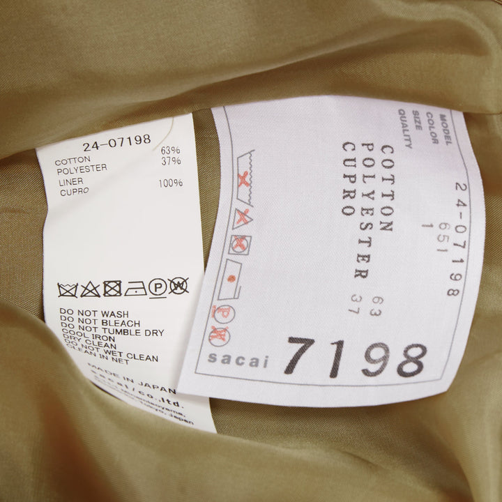 SACAI 2024 beige khaki cotton paperbag drawstring utility bubble shorts JP1 S