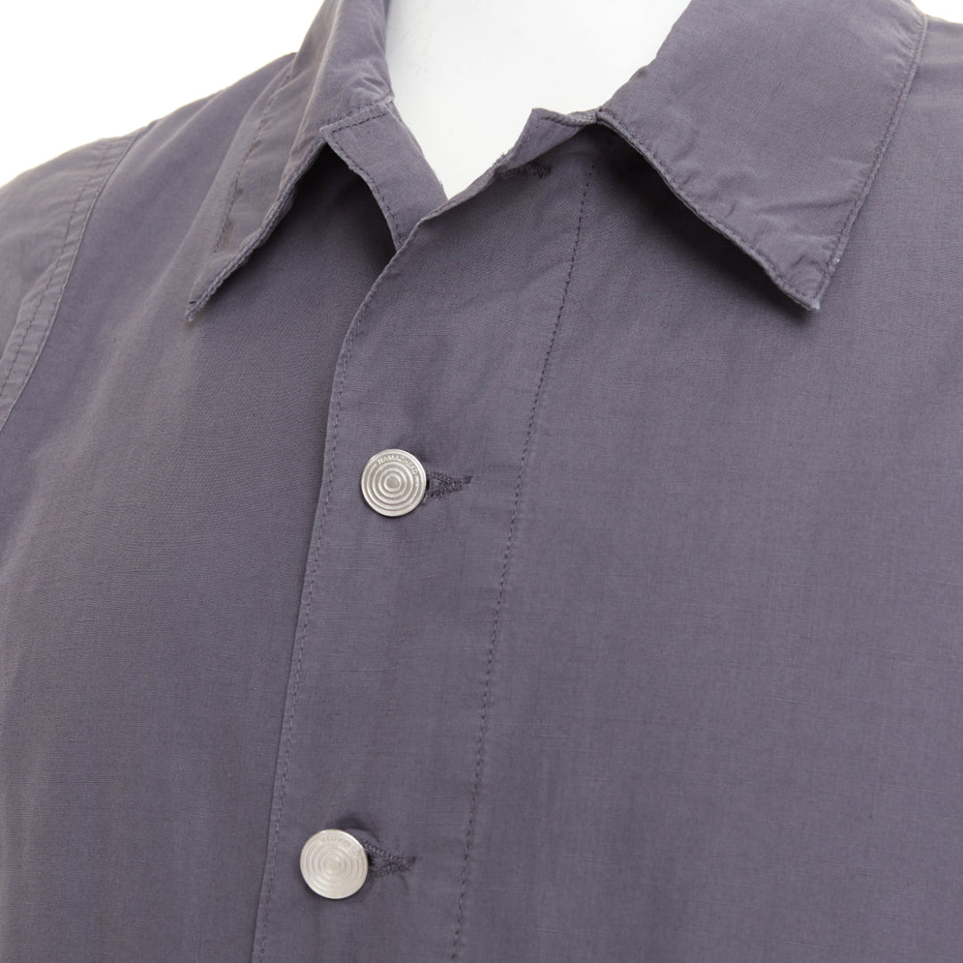 NAMACHEKO 2022 Lupon grey cotton linen silver D-ring utilitarian shirt jacket L