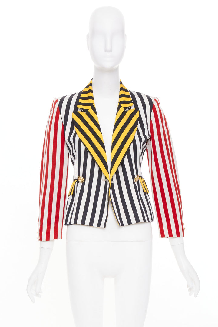 MOSCHINO Cheap & Chic Vintage striped cotton blend cropped blazer IT38 XS