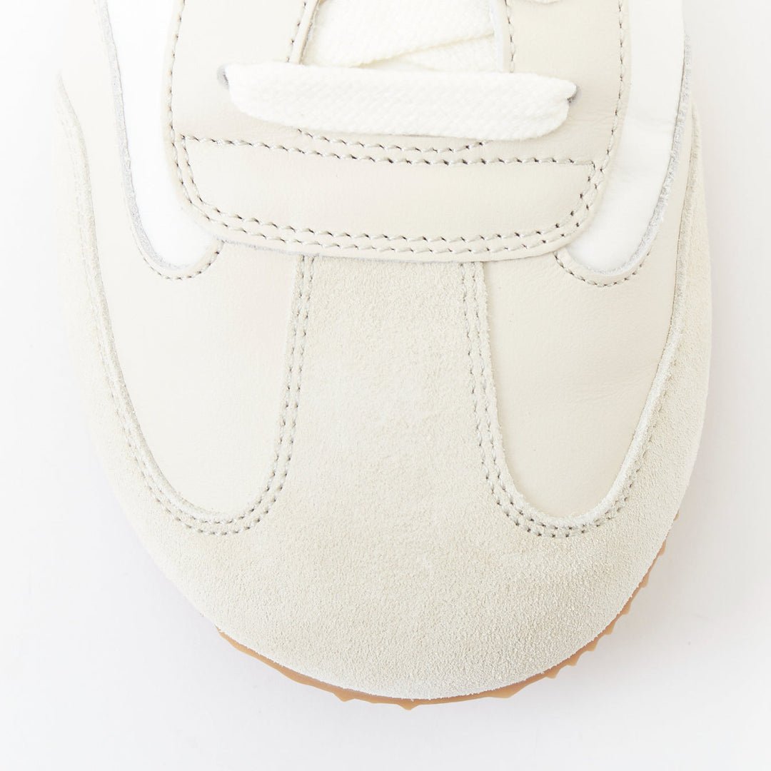 LOEWE Flow Runner white nylon light beige suede classic low top sneaker EU38 US8