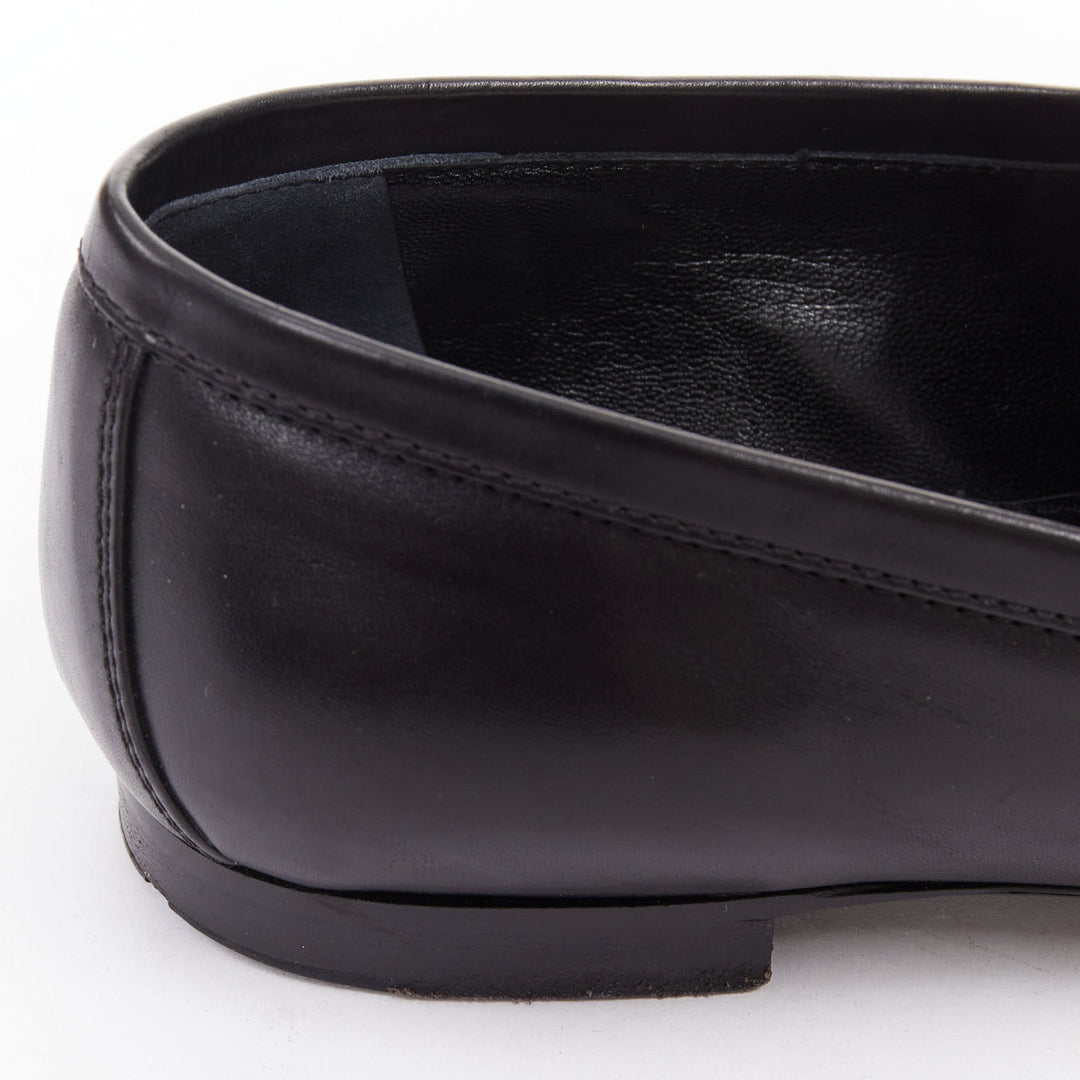 LOUIS VUITTON Upper Case flat black lambskin gold LV bar flat loafers EU36.5