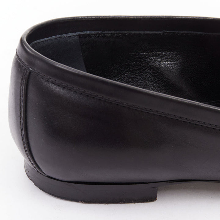 LOUIS VUITTON Upper Case flat black lambskin gold LV bar flat loafers EU36.5
