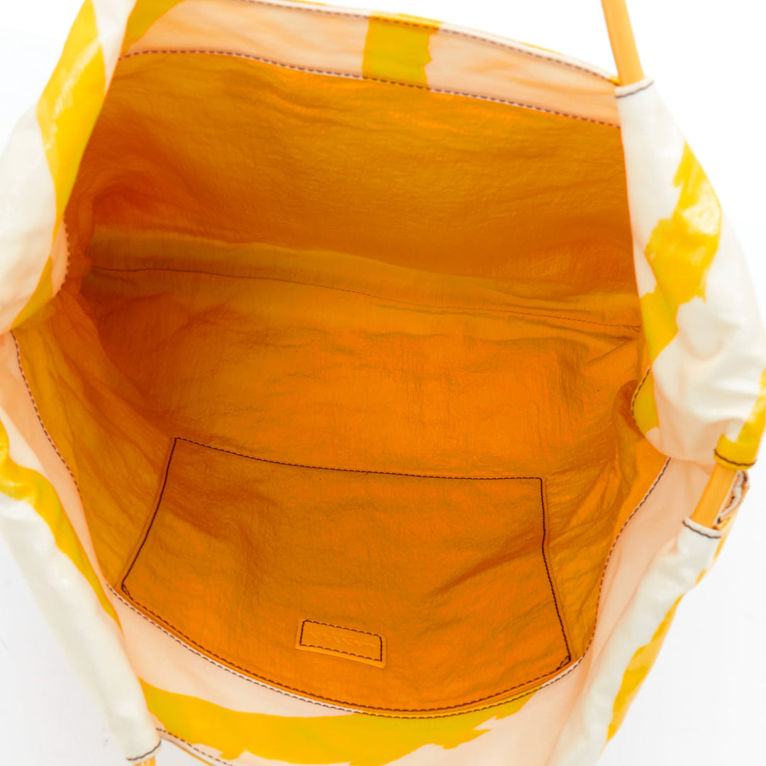 LANVIN 2009 yellow toute lannee print laminated canvas tote bag