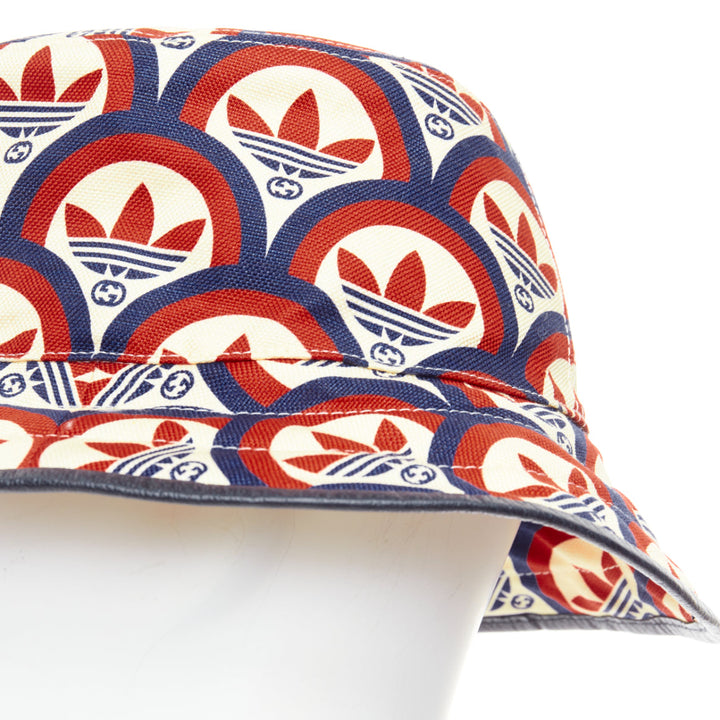 GUCCI ADIDAS 2022 logo print leather trim bucket hat