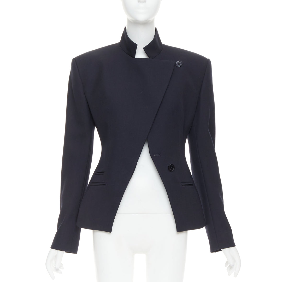 ALEXANDRE VAUTHIER COUTURE SS2025 Runway navy stand collar Power officer blazer