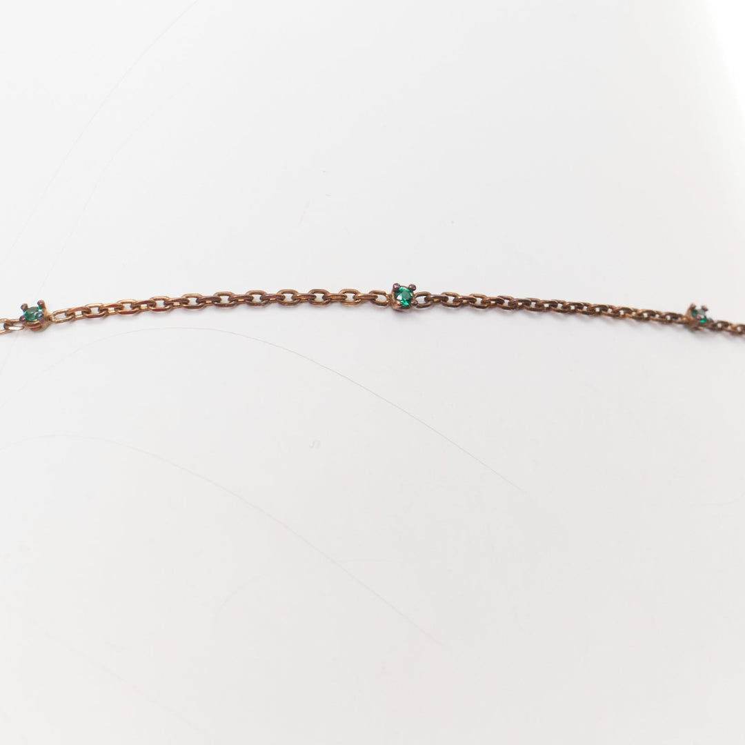 BOTTEGA VENETA Daniel Lee copper tone green crystal station pendant necklace