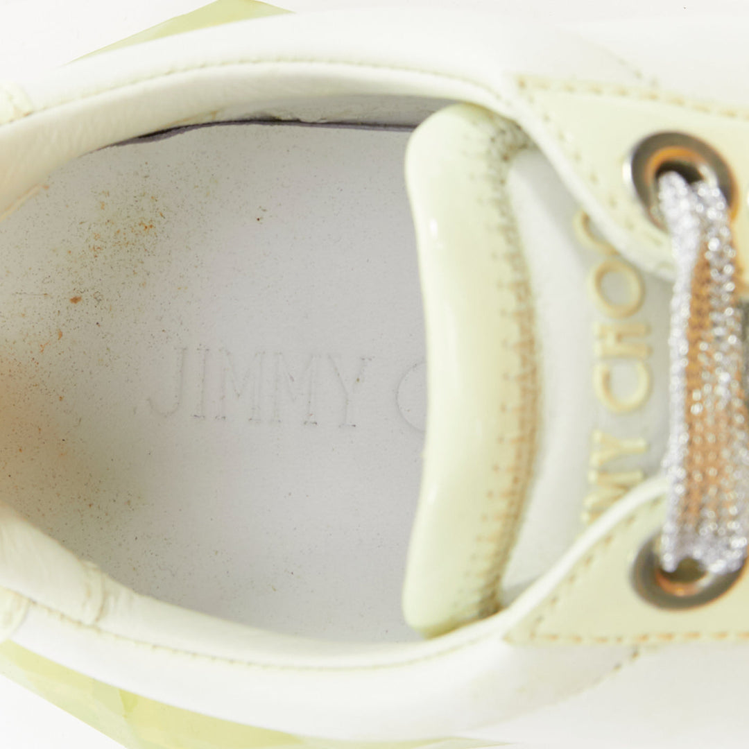 JIMMY CHOO Diamond white mint green jelly sole dad sneakers EU35.5
