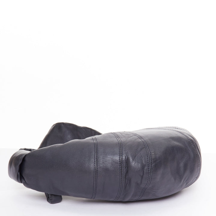 LEMAIRE Small Croissant black lambskin leather panelled half moon crossbody bag