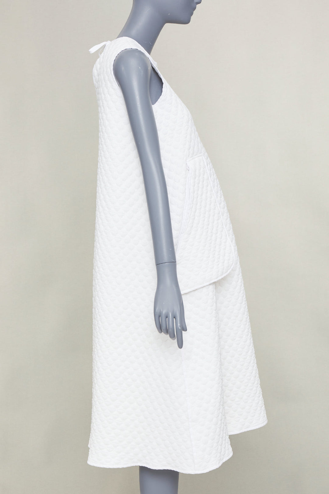 MELITTA BAUMEISTER white diamond quilted front pocket midi tent dress S