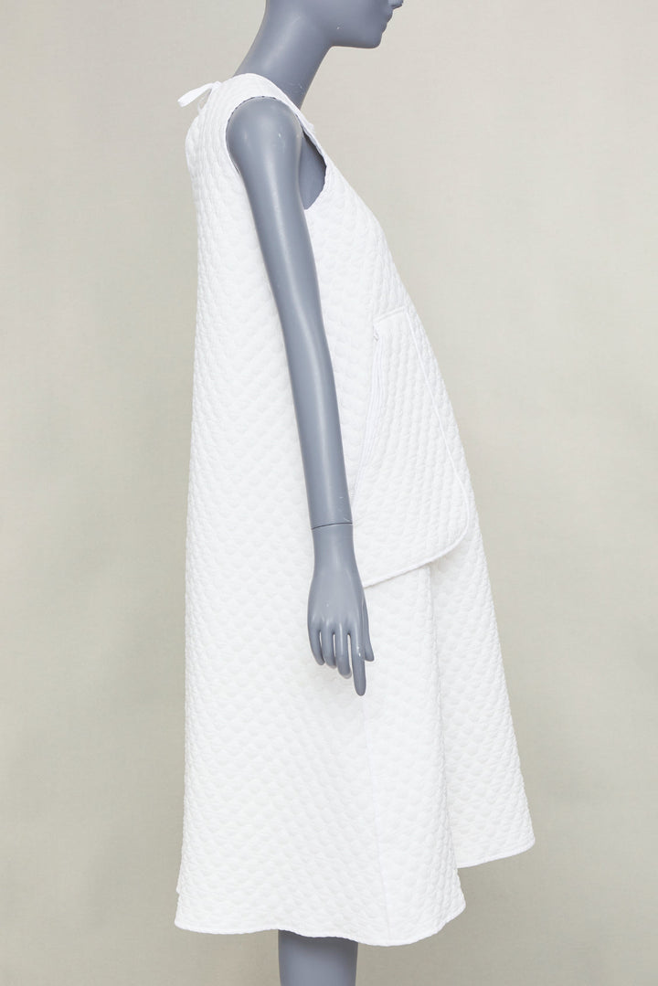 MELITTA BAUMEISTER white diamond quilted front pocket midi tent dress S