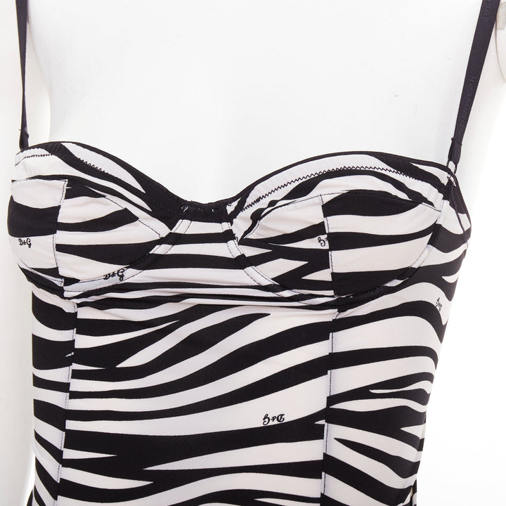 DOLCE GABBANA D&G Vintage black white logo zebra stripe camisole tank Sz1 S