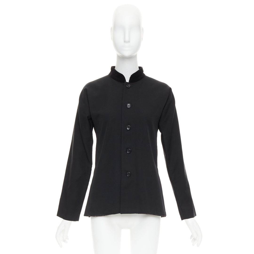 COMME DES GARCONS TRICOT 1998 Vintage black wool velvet mandarin collar jacket