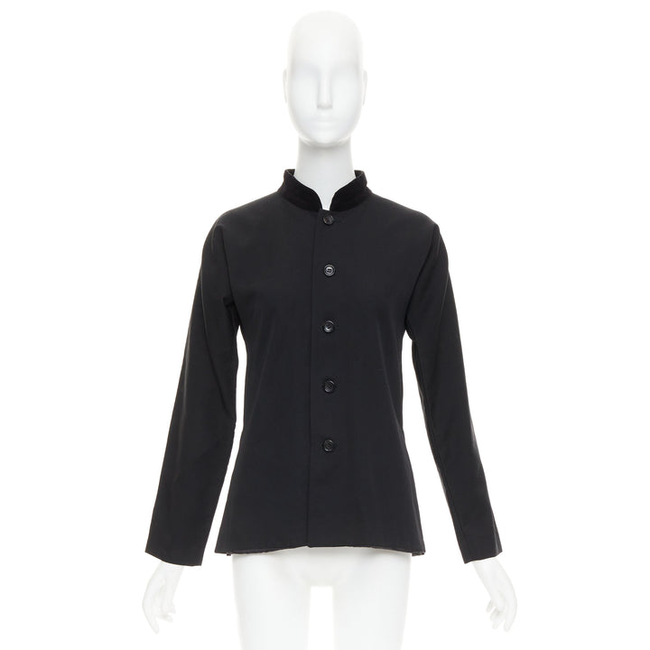 COMME DES GARCONS TRICOT 1998 Vintage black wool velvet mandarin collar jacket