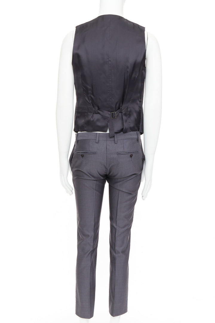 DOLCE GABBANA Martini grey wool silk single breast full canvas 3 pc suit IT44 XS