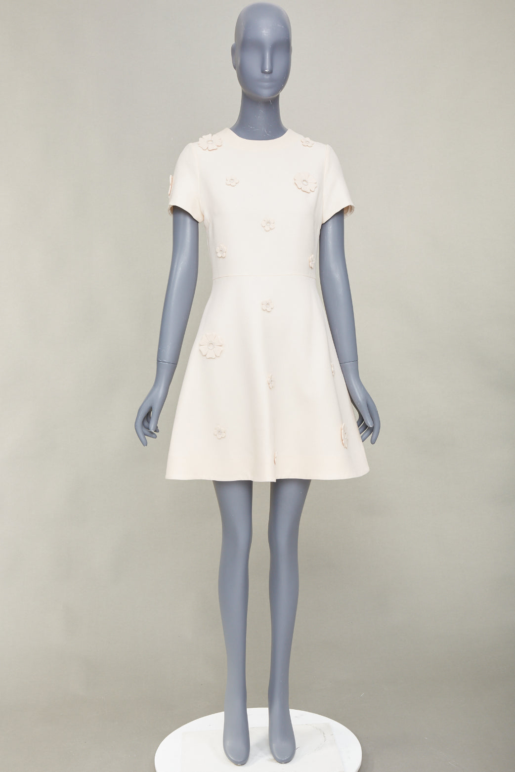 VALENTINO 2017 Bridal Crepe Couture ivory floral applique cocktail dress IT40 S