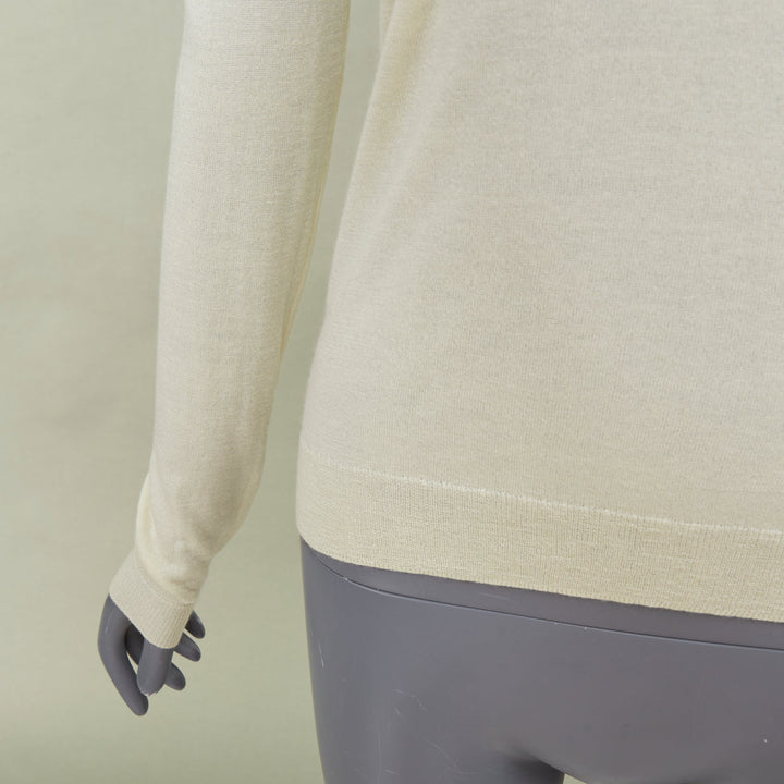 THEORY Yulia cream silk blend v neck long sleeve casual classic sweater knit XS