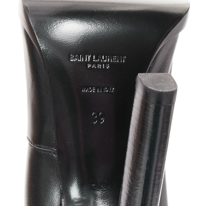 SAINT LAURENT 2020 Runway Niki black leather square toe over the knee boots EU39
