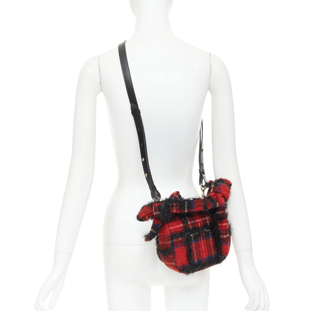 SIMONE ROCHA 2018 Tartan Sling Bag Mini plaid metallic pearl shoulder bag