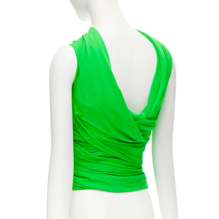 BALENCIAGA 2019 Runway green draped wrap bustier halter top FR36 S