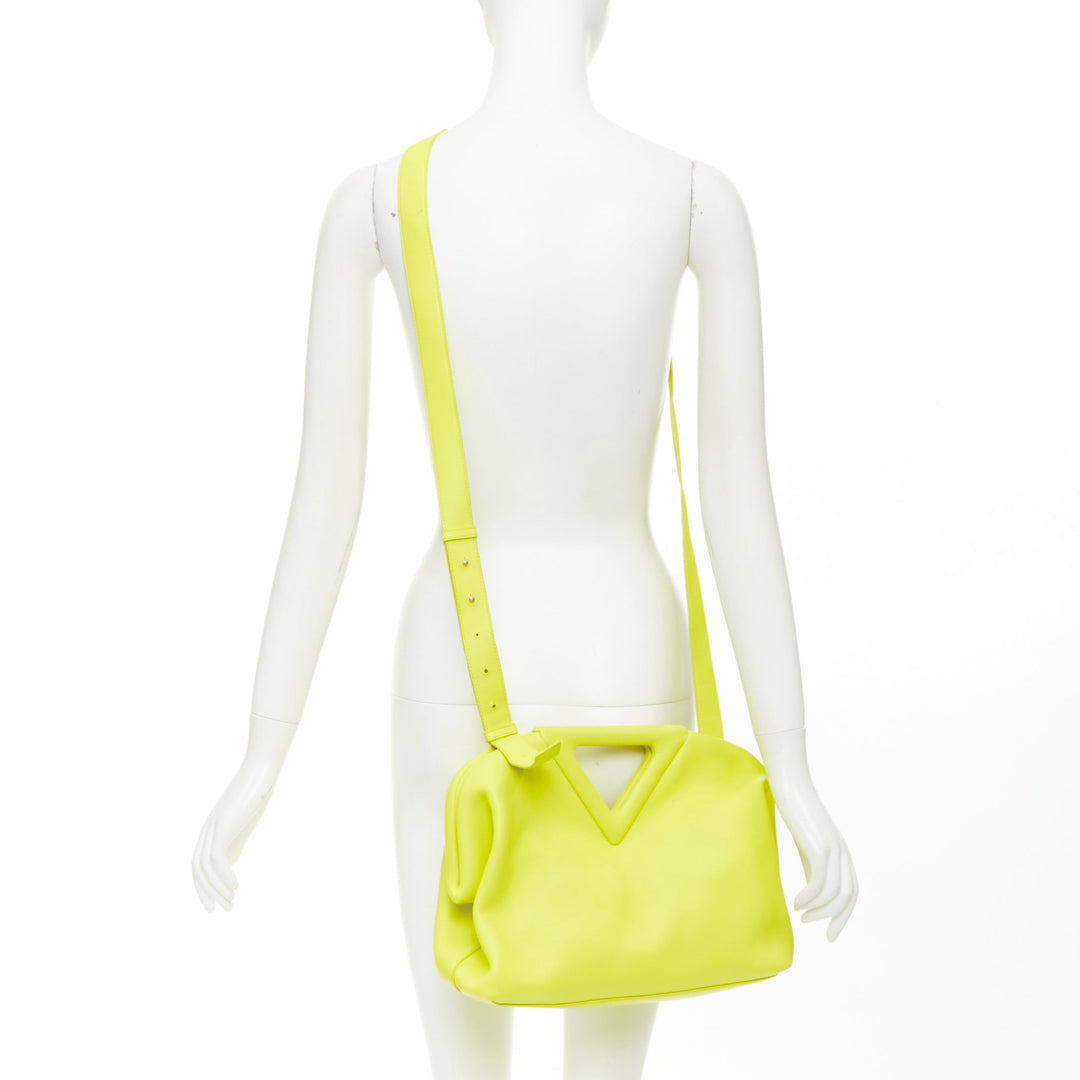 BOTTEGA VENETA Medium Point Seagrass yellow smooth leather triangle handle bag