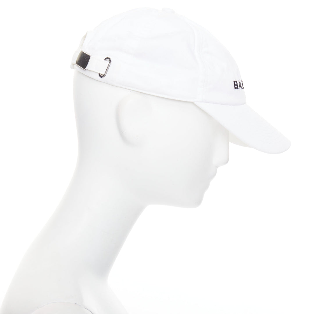 BALENCIAGA white cotton black embroidered logo baseball cap L
