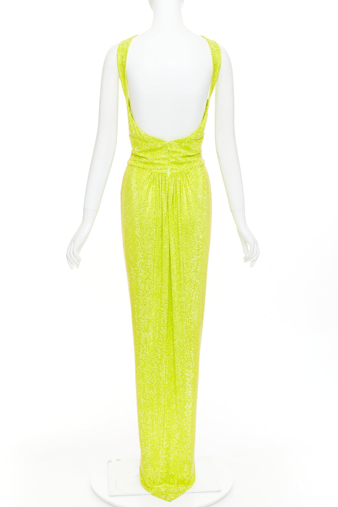 rare ALEXANDRE VAUTHIER COUTURE AW2023 strass crystal neon yellow cut out gown