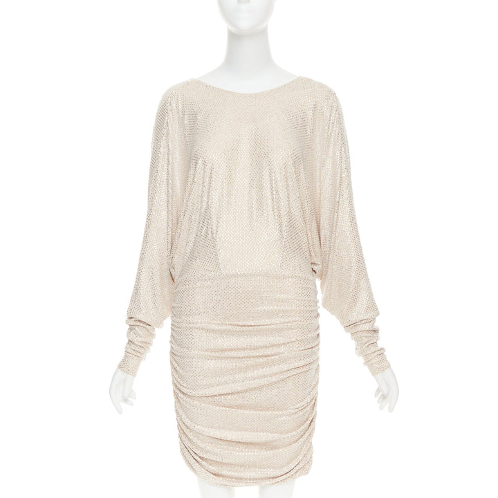 ALEXANDRE VAUTHIER Bridal ivory diamond strass crystal batring cowl back dress