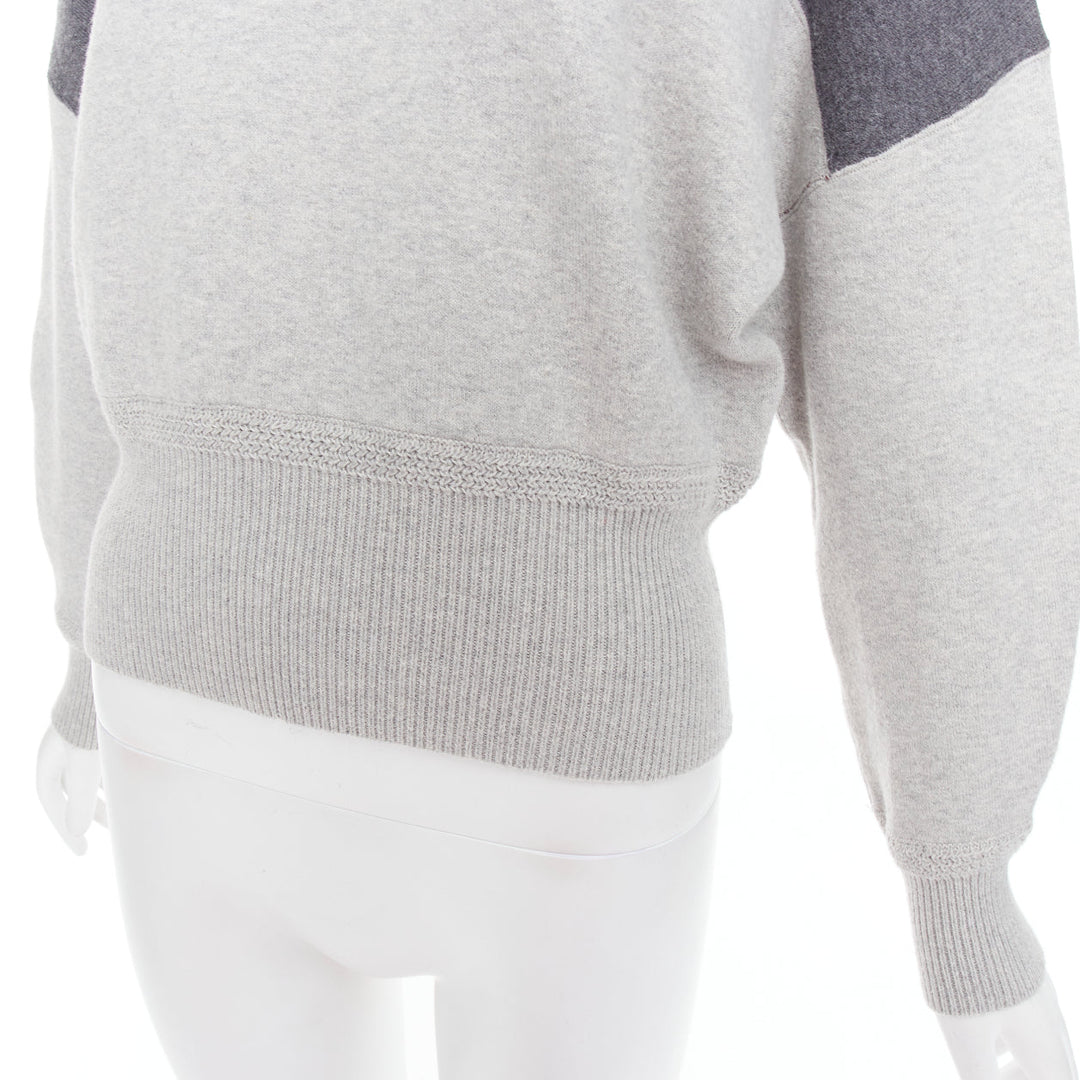 ISABEL MARANT Etoile grey bicolor logo half zip jumper sweater