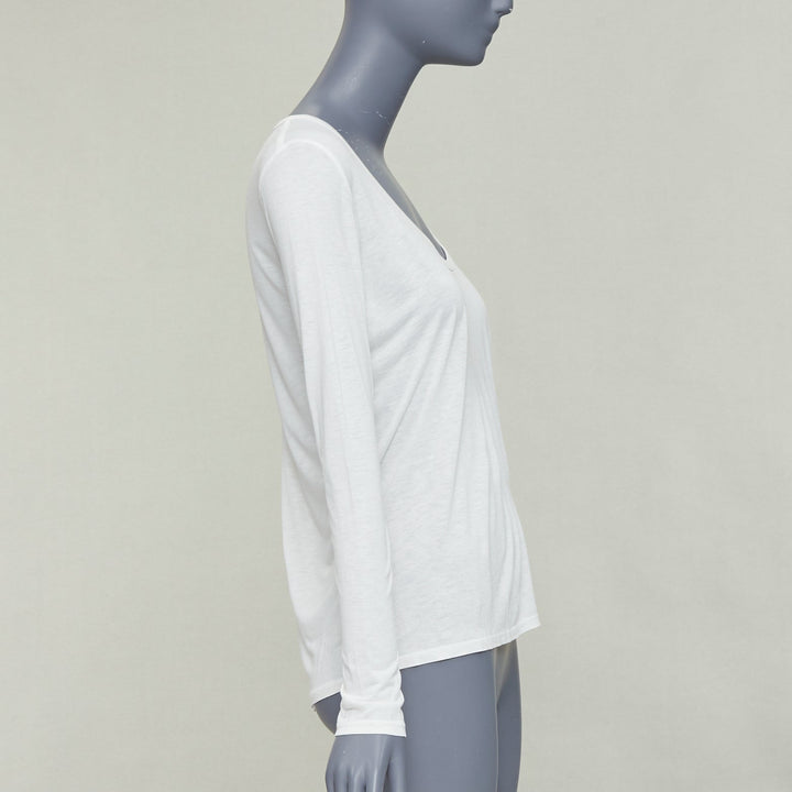 THE ROW cream viscose silk trim scoop neck soft relaxed tshirt XS