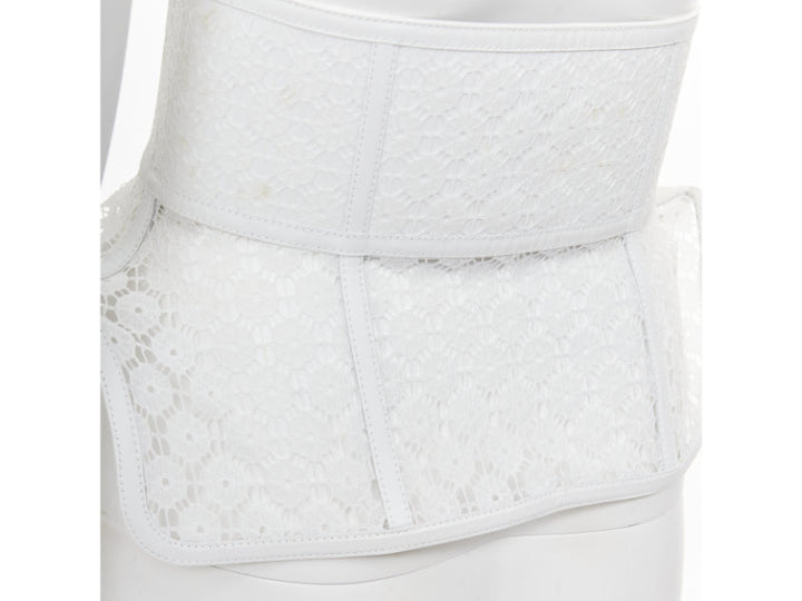 LOEWE JW ANDERSON white calfskin lace peplum obi tie sculpted corset belt S