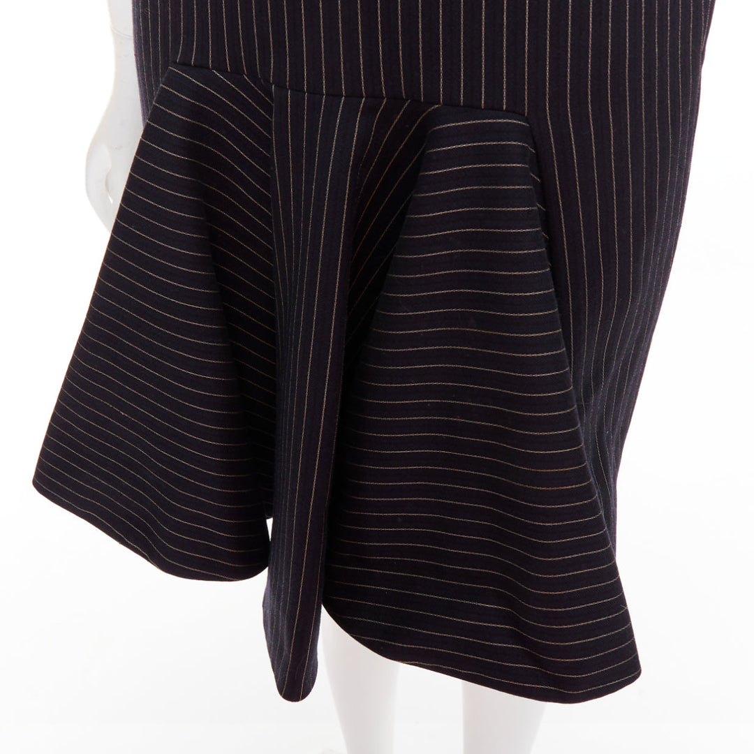 STELLA MCCARTNEY 2013 grey wool blend pinstripe structural pleated dress IT40 S